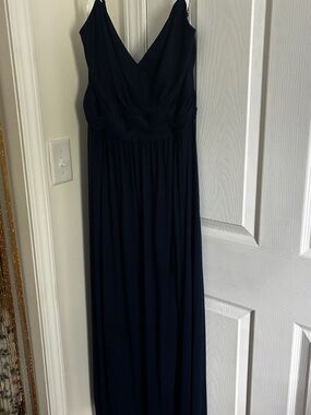 David's Bridal Navy V-Neck Maxi Dress